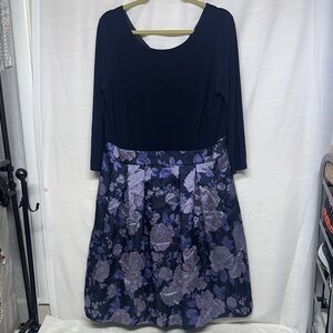 Elle Navy and Lavender Floral Long Sleeve Dress